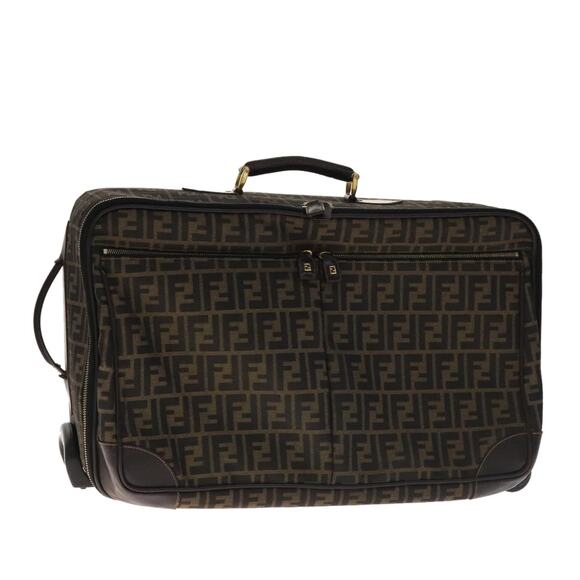 FENDI Zucca Canvas Carry Case Boston Bag Black Brown - Picture 1 of 14